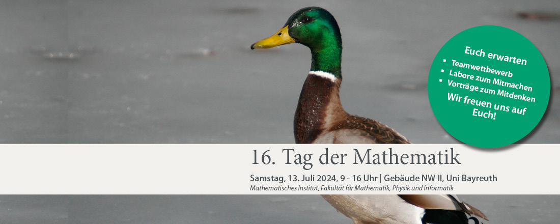 Plakat zum Tag der Mathematik mit Ente