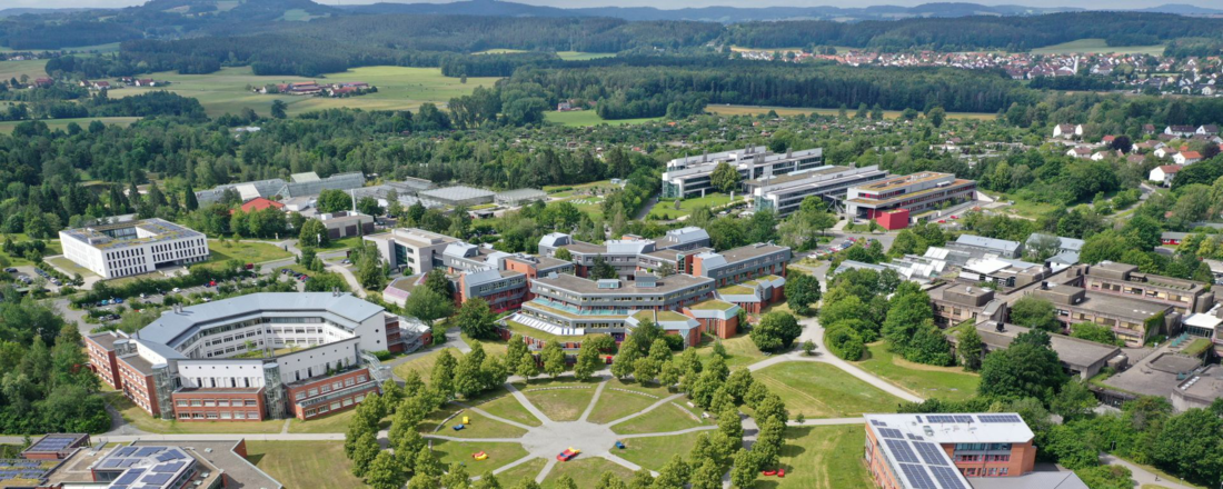 Campus with circular space, BGI in the foreground and NW 2 in the background