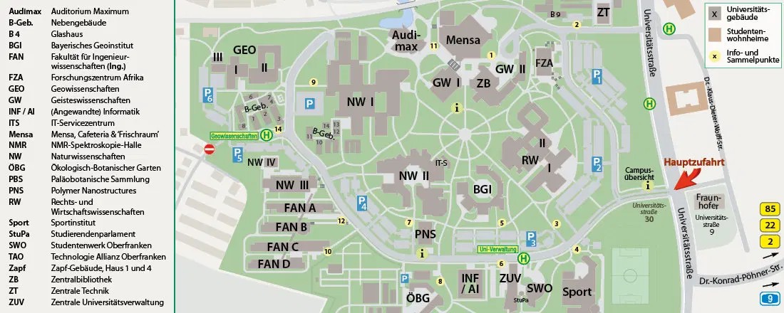 Ausschnitt des Campusplan der UBT